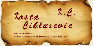 Kosta Ciklušević vizit kartica